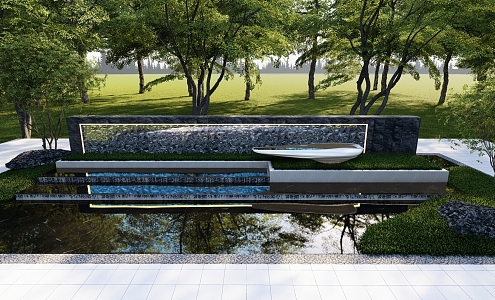 modern landscape wall 3d model