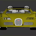 Yellow Bugatti Sports Car With Black Roof Rear Spoiler And Sleek Surface Shiny Black Wheels