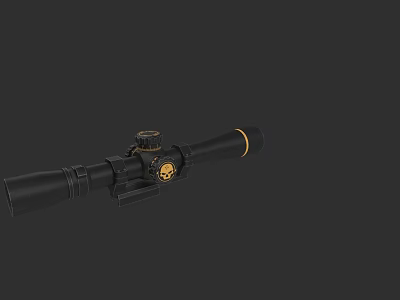 Tactical Rifle Scope With Black Finish Gold Accents And Adjustment Knobs 3d model