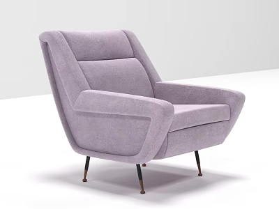 Modern Light Purple Single Sofa With Plush Upholstery Armrests And Metal Legs 3d model