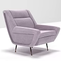 Modern Light Purple Single Sofa With Plush Upholstery Armrests And Metal Legs