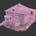 Beige House With Red Tile Roof Under Renovation Featuring Scaffolding Debris And Blue Tarpaulin