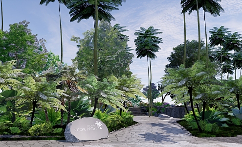 Tropical Plant Park Modern Park 3d model