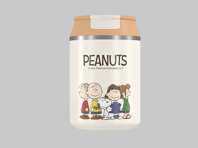 Peanuts Cartoon Characters Insulated Cup with White Body and Brown Lid Design 3d model
