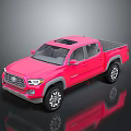 Pink Toyota Pickup Truck With Four Door Design Shiny Wheels And Reflection