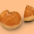 Heart Shaped And Round Mooncakes Cut Open With Orange Filling And Golden Crust