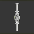 Ornamental Silver Carved Decorative Pillar With Yellow Round Accent And Top Candle Holder