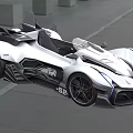 Futuristic White Floating Sports Car With Sleek Body Open Cockpit And Blue Lighting