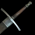 Medieval Knight Weapon Steel Sword With Engraved Blade And Wooden Handle