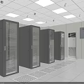 Industrial Server Racks In Data Center With Glass Doors Control Panel And Air Conditioner