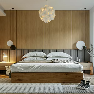 Modern background double bed 3d model