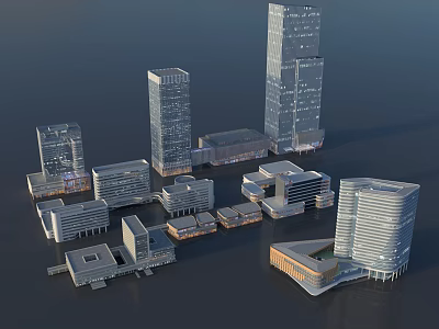 Aerial View Urban Planning With Modern Tall Skyscrapers And Diverse Building Layout 3d model