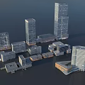 Aerial View Urban Planning With Modern Tall Skyscrapers And Diverse Building Layout