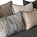 Decorative Sofa Pillows With Neutral Tones Blue Stripes And Geometric Patterns 3d model
