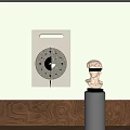 Modern Wall Clock Design With Geometric Dial And Classic Bust Sculpture On Pedestal