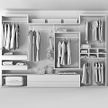 Modern Wardrobe Storage System With Hanging Clothes Shelves Drawers And Suitcase