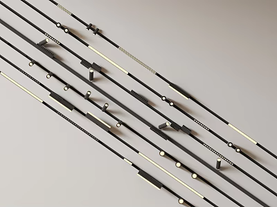 Stylish Black And White Downlights And Spotlights With Sleek Linear Arrangement And Modern Design 3d model