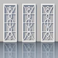 Three White Swing Doors Featuring Circular Geometric Patterns In Modern Design 3d model