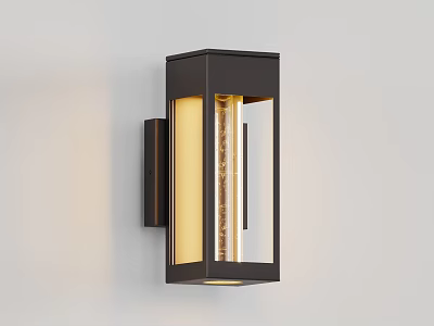 Modern Wall Sconce With Black Metal Frame And Glass Panel Emitting Warm Light 3d model