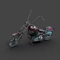 Maroon Chopper Motorcycle With Long Handlebars Black Seat And Chrome Details On Gray Background