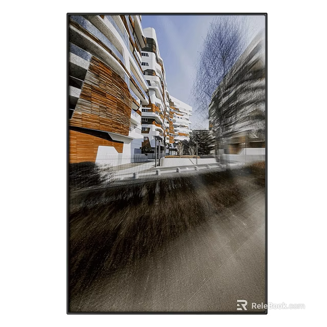 Modern Urban Architectural Abstract Painting With Dynamic Lines And Light Shadows 3d model 