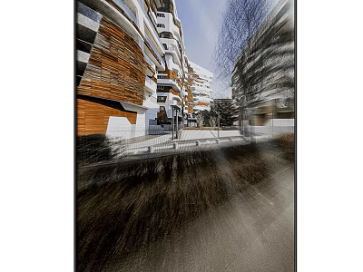 Modern Urban Architectural Abstract Painting With Dynamic Lines And Light Shadows 3d model