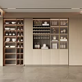 Modern Wine Cabinet Design With Glass Doors And Display Shelves For Wine Bottles