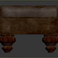 Brown Tufted Ottoman with Round Wooden Bun Feet Classic Design