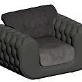 Modern Gray Tufted Single Sofa With Soft Velvet Upholstery And Round Arms