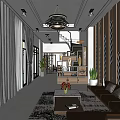 Modern Living Dining Room Interior With Chandelier Sofa Coffee Table And Wooden Decor