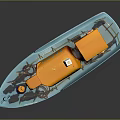 Decorative Model Boat With Orange Blue White Hull Wooden Base And 47001 Number