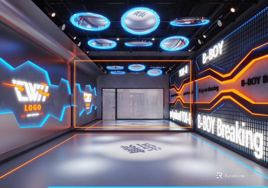 B BOY Breaking Sports Fitness Stage With Modern Lighting And Logo Design 3d model 