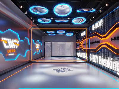 B BOY Breaking Sports Fitness Stage With Modern Lighting And Logo Design 3d model