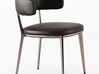 Modern Black Leather Leisure Chair With Metal Frame And Comfortable Seating Design 3d model