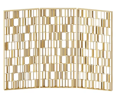 Gold Geometric Room Divider With Metallic Pattern For Modern Decorative Partition 3d model