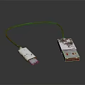 Red USB Cable With White Rusted And Worn Connectors Electronic Accessory 3d model