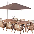 Wooden Landscape Chairs With Mesh Design For Outdoor Patio Table And Umbrella