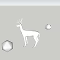 Modern White Deer Decorative Statue With Antlers Against Black Background