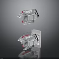 White Car Model Mechanical Components With Pink Accents And Mounted Structure