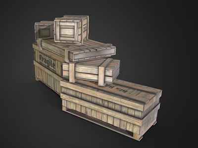 Stacked Wooden Boxes With Natural Wood Texture For Home Storage And Daily Living Supplies 3d model