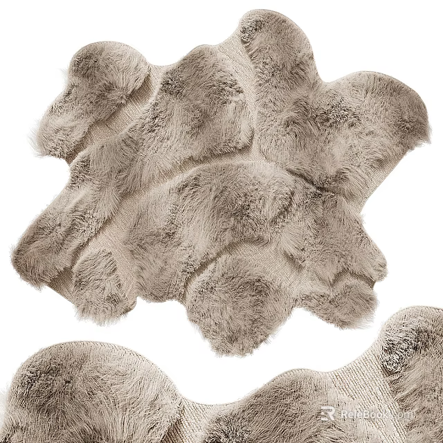 Square Plush Faux Fur Rug Light Gray Soft Fluffy Modern Living Room Decor 3d model 