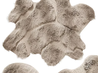 Square Plush Faux Fur Rug Light Gray Soft Fluffy Modern Living Room Decor 3d model