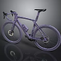 Purple Bicycle With Woven Frame And Wheels 3D Model On Dark Background