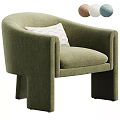 Olive Green Modern Fabric Accent Chair With Geometric Pattern Cushion And Sturdy Legs