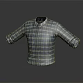 Casual Blue And White Plaid Collared Shirt With Rolled Cuffs Design