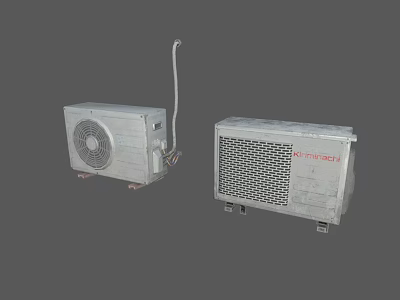 Industrial Outdoor AC Units With Metal Casing And Red Lettering Ventilation Grilles 3d model