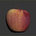 Fresh Red Yellow Apple with Stem on Dark Background Juicy Ripe Fruit