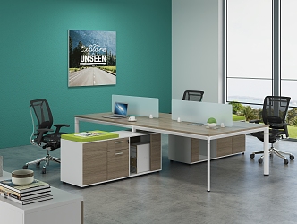 Open office area desk station staff office with bed station financial office staff office 3d model