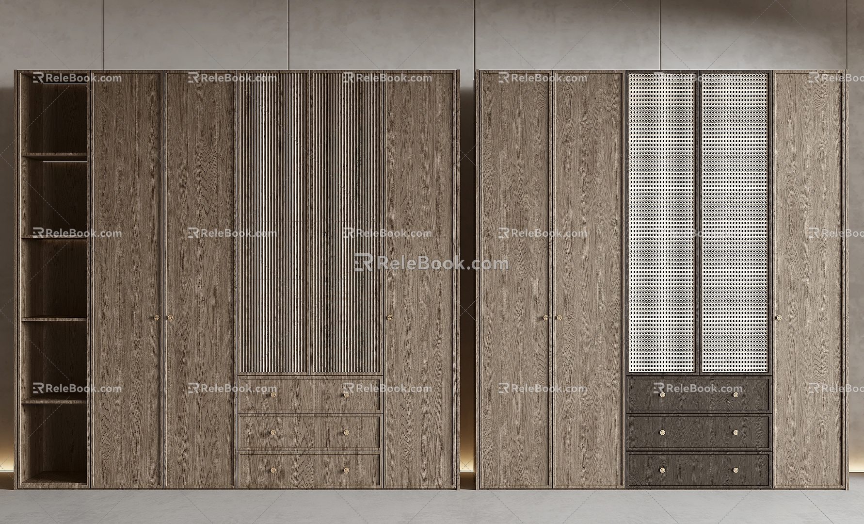 Solid Wood Wardrobe 3d model