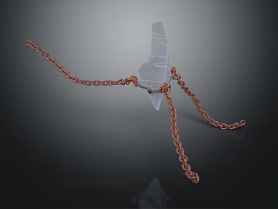 Transparent Butterfly Design Pendant With Red Chain Stylish Fashion Jewelry Accessory 3d model